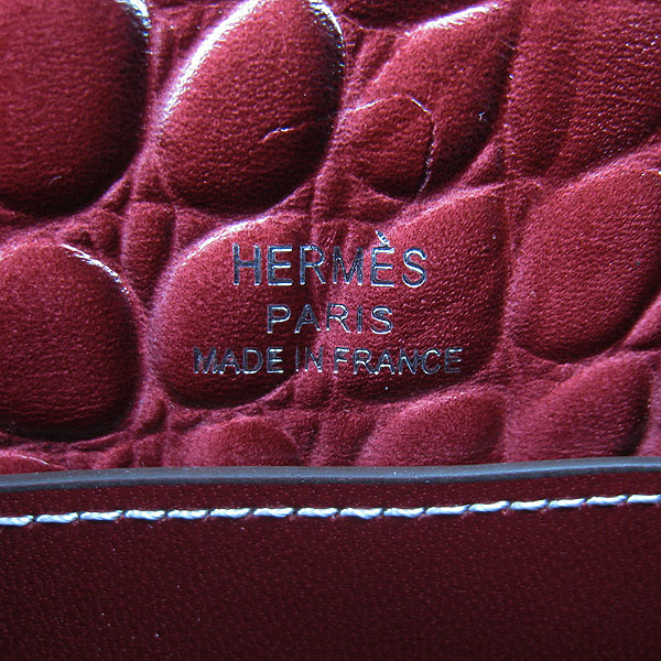 AAA Hermes Kelly 22 CM France Python Leather Handbag Wine H008 On Sale - Click Image to Close